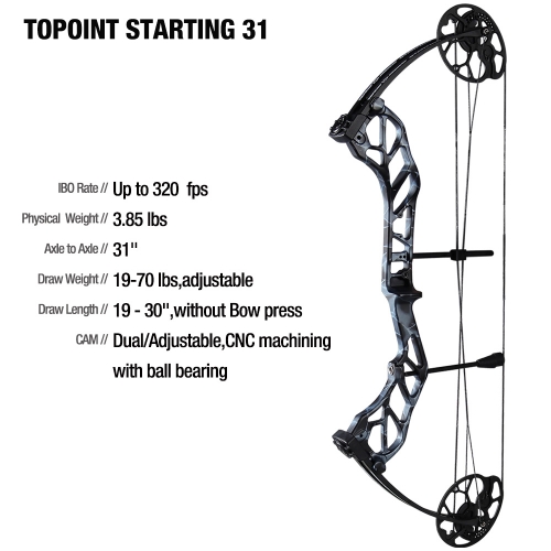 TOPOINT ARCHERY Starting 31 Hunting Compound Bow Package For Beginner